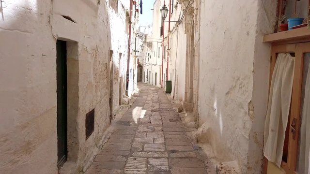 View of empty alley in Ostuni, Apulia, Italy