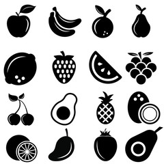 fruits vector icon set. vitamin illustration sign collection. tropical symbol or logo.