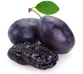 Fresh plums with prunes on white background - 306337693