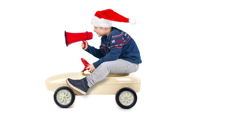 Weihnachtswerbung mit dem Megafon