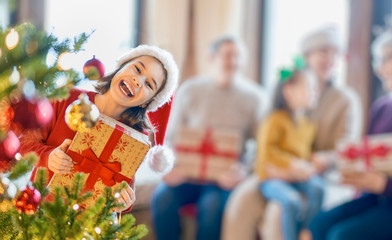 family celebrating Christmas