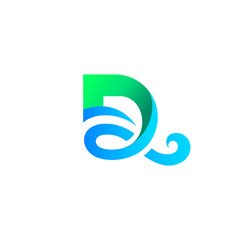 letter D with wave logo design