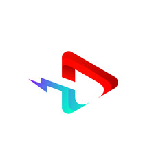 play button with thunder for your company