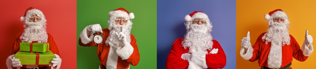 Santa Claus on color background.