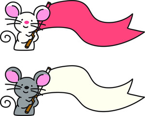 White and Grey mice with flags