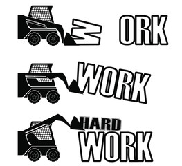 excavator work / silhouette bobcat set/ vector illustration