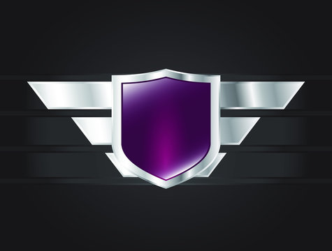 glossy purple shield metal heraldry symbol