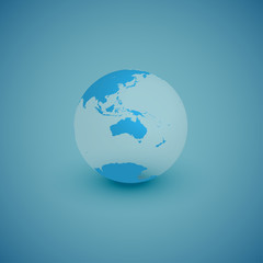 Light world globe map on blue background, vector illustration
