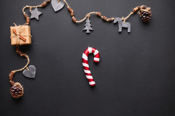 Fototapeta na wymiar Christmas Gift Box Craft Paper. Christmas Holidays Background Concept. 