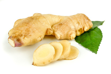 Fresh ginger root or rhizome isolated on white background, Ingredients of herbs for healing and healthy food or Natural therapy concept