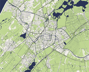 map of the city of Leiden, Netherlands