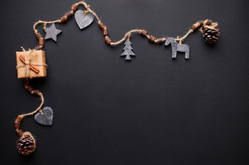 Fototapeta na wymiar Christmas Gift Box Craft Paper. Christmas Holidays Background Concept. 