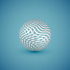Abstract white pattern sphere, vector illustration