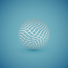 Abstract white pattern sphere, vector illustration
