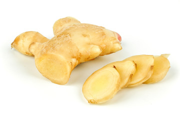 Fresh ginger root or rhizome isolated on white background, Ingredients of herbs for healing and healthy food or Natural therapy concept
