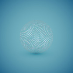 Abstract white pattern sphere, vector illustration