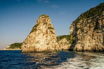 September 2018, rocks and cliffs along the coastline of Corfu