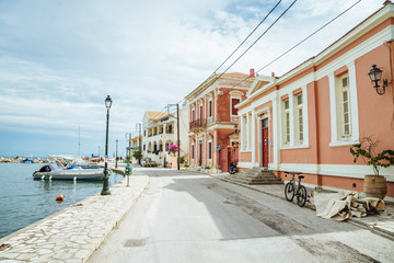 September 2018, Empty costline promenate in Gaios on Paxos island