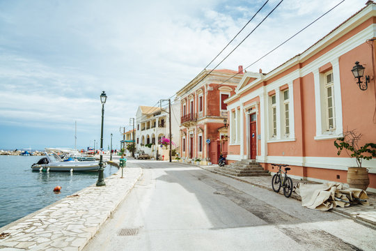 September 2018, Empty costline promenate in Gaios on Paxos island