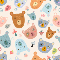 Seamless pattern with bears.