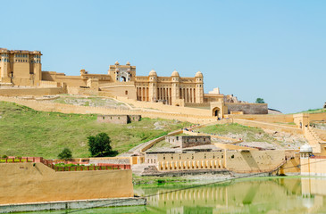 Amer Fort general view from the river (Jaipur)