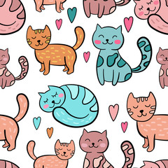 Seamless pattern with cats.