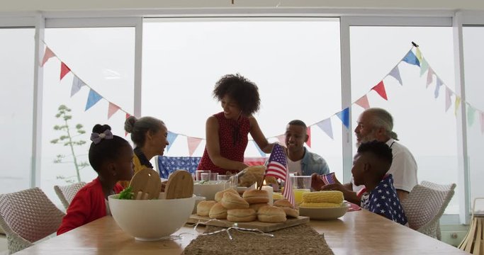 Multi-generation family having celebration meal