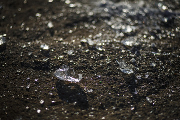 Transparent shards for glow and Shine in the sun. The first frost, cracked ice
