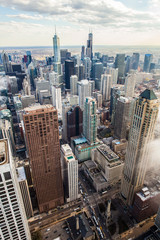 Aerial view of Chicago city skyline