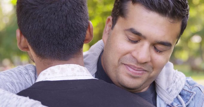 Medium Shot - Two people hug each other - Slow Motion - shot on RED