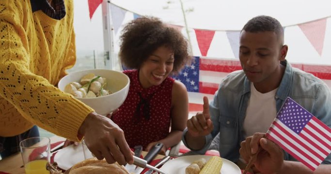 Multi-generation family having celebration meal