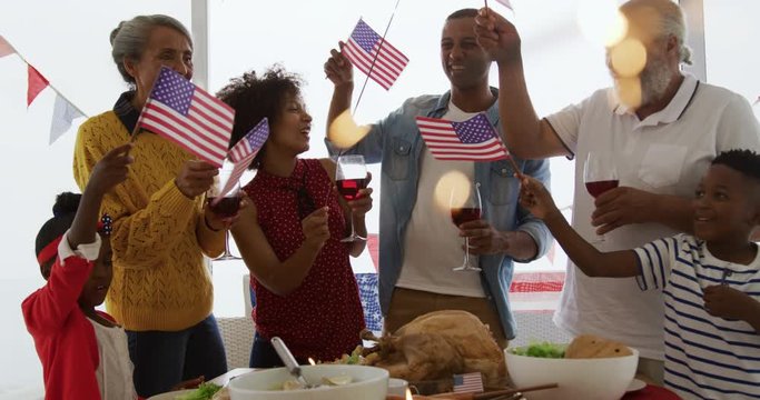 Multi-generation family having celebration meal