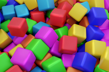 Fototapeta na wymiar Three-dimensional colorful cubes