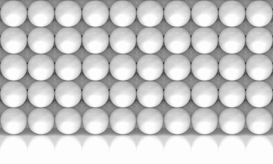 3d rendering. minimal white sphere ball stack wall and floor design background.