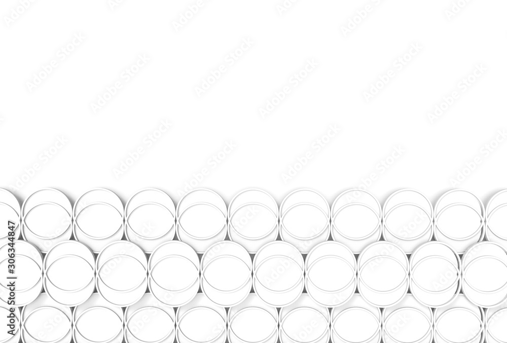Poster 3d rendering. red white circular line shape pattern design wall background.