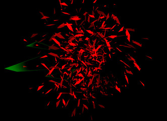 Shards of glass scatter in different directions.