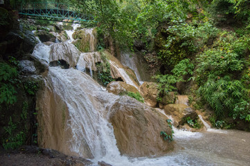 A view of the Neer Garh Waterfall in Rishikesh, India
