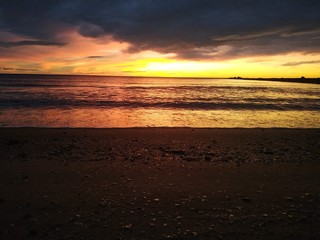 amanecer en la playa