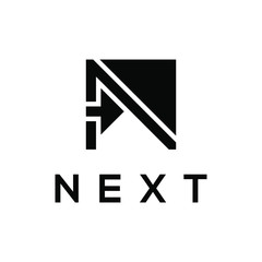 N logo. Initials letter with an arrow pointing to the right.