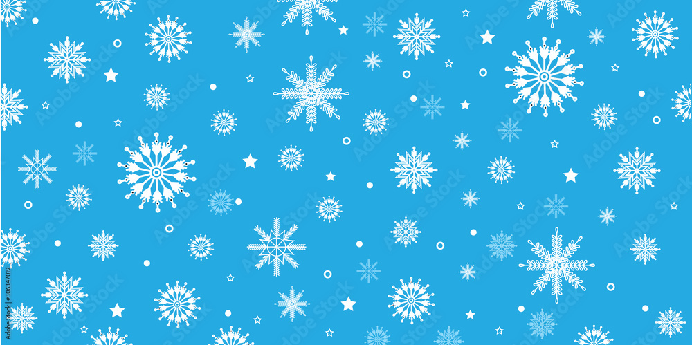 Poster white snowflake background with transparent snowflakes