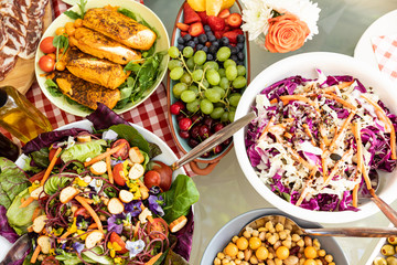 Food on an outdoor dinner table