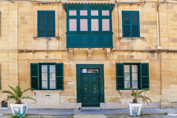 Fototapeta na wymiar Malta architecture, facade of a house