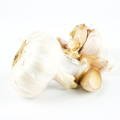 Fresh garlic isolated on a white background,element of food healthy nutrients and herb vegetable ingredient concept