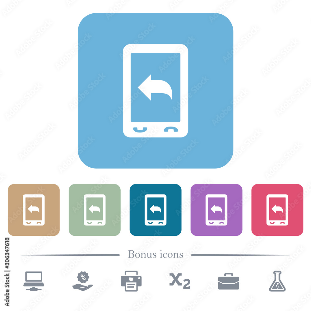 Aufkleber reply to mobile message flat icons on color rounded square backgrounds