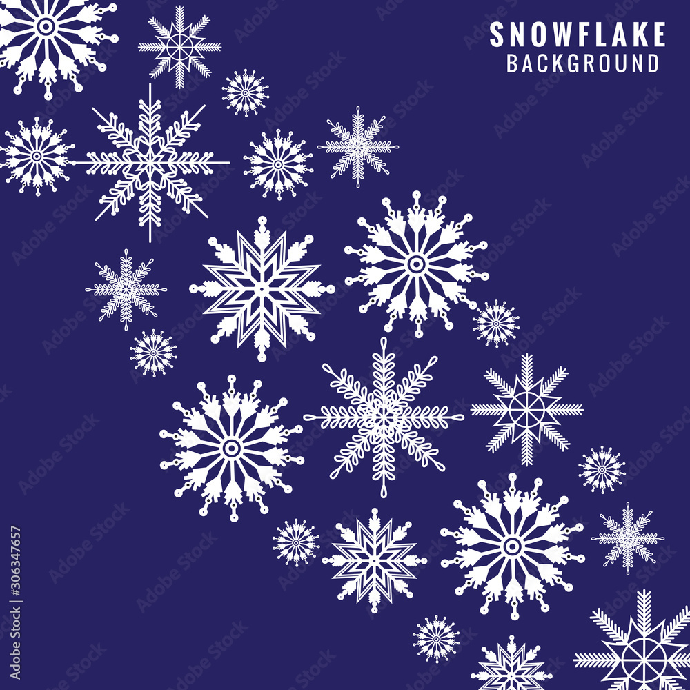 Poster white snowflake vector pattern blue background