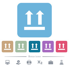 Side up sign flat icons on color rounded square backgrounds