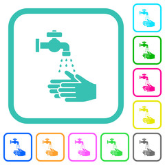 Hand washing vivid colored flat icons