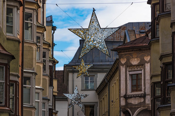 christmas stars in the old town of hall in tyrol