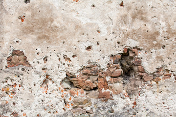 Old damaged brick wall.