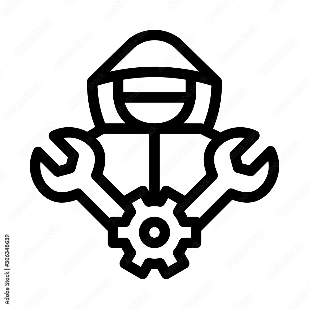 Poster Worker Car Repair Icon Vector. Outline Worker Car Repair Sign. Isolated Contour Symbol Illustration